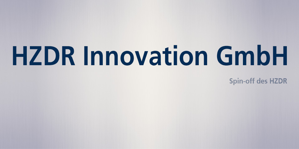 Schriftzug "HZDR Innovation GmbH", eine Ausgründung des HZDR.