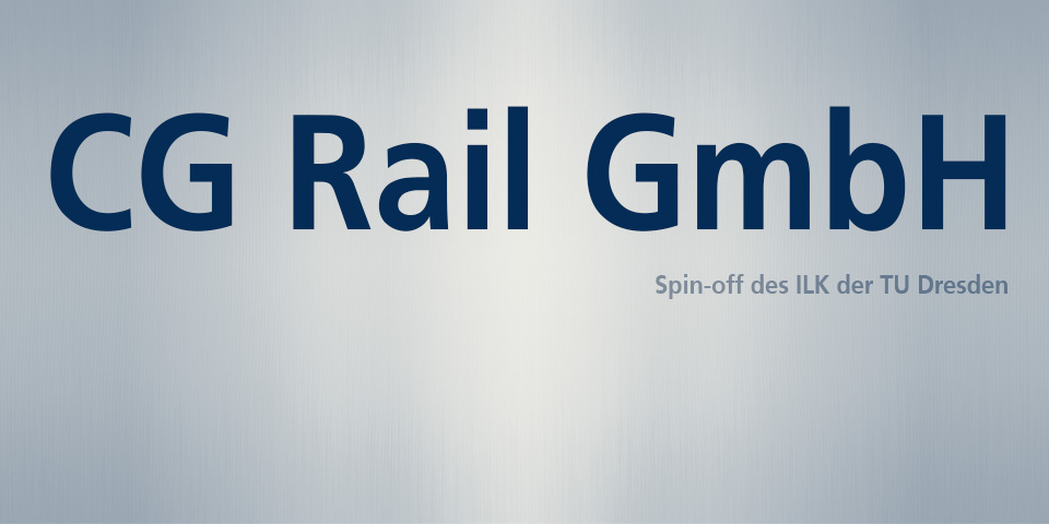 Schriftzug "CG Rail GmbH", eine Ausgründung des ILK der TU Dresden.